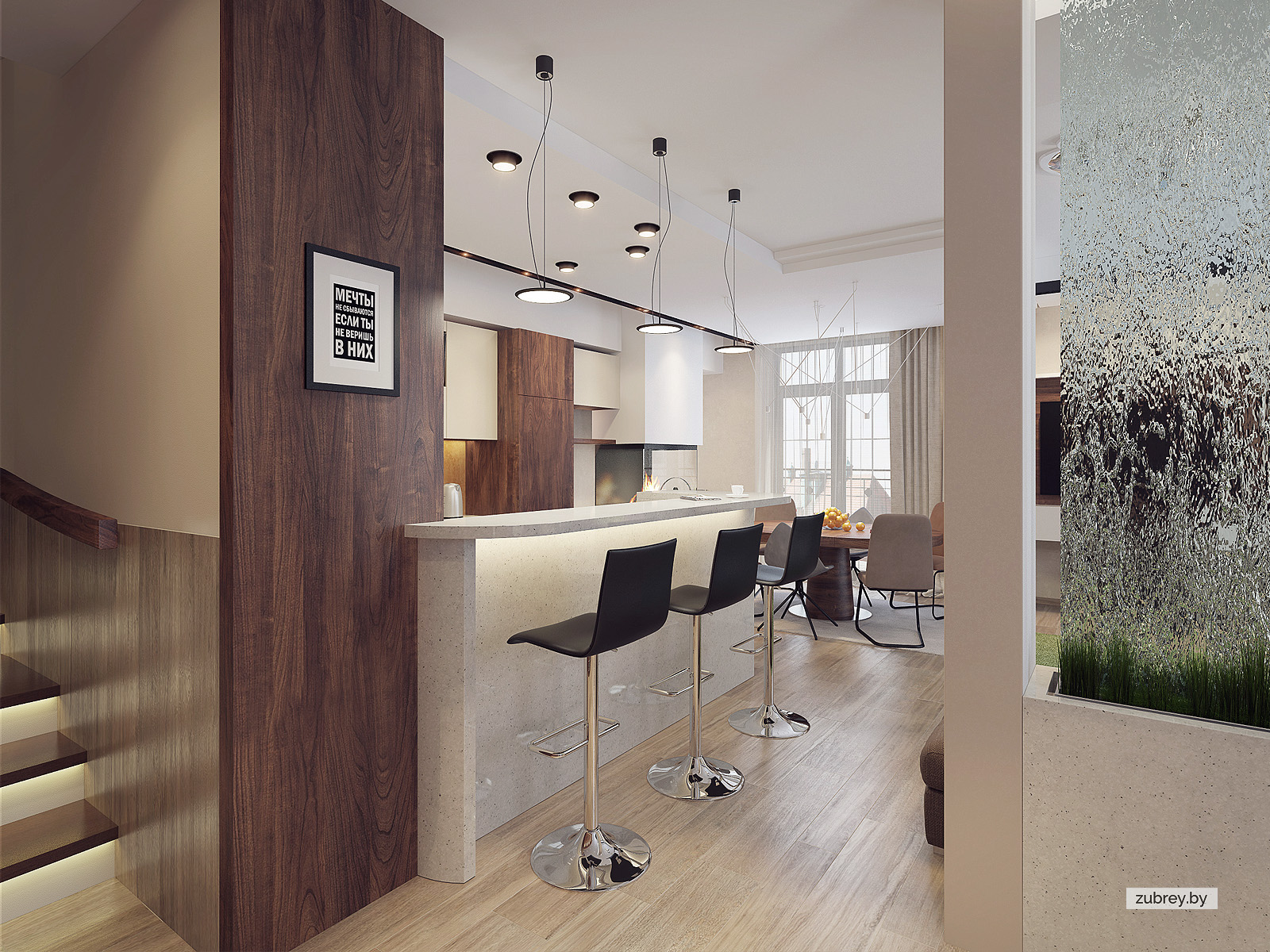 Гостиная-кухня, 1 этаж 