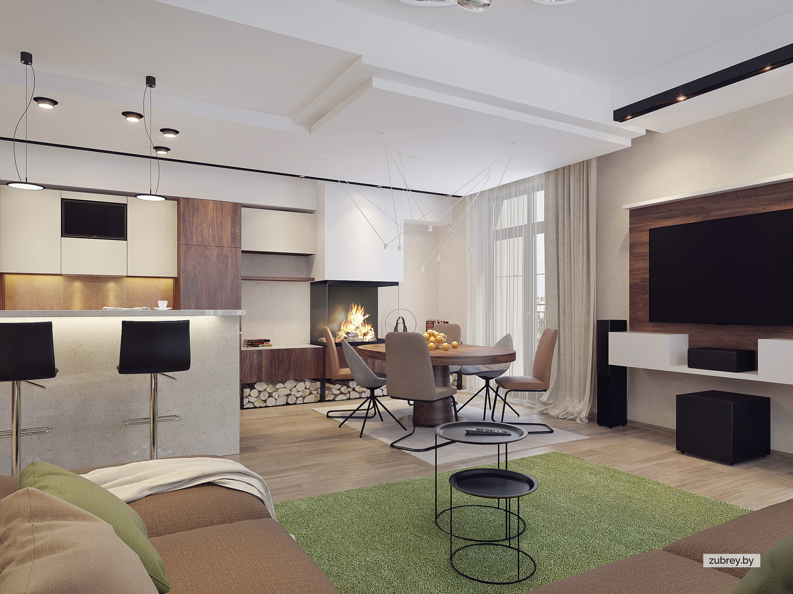 Гостиная-кухня, 1 этаж 