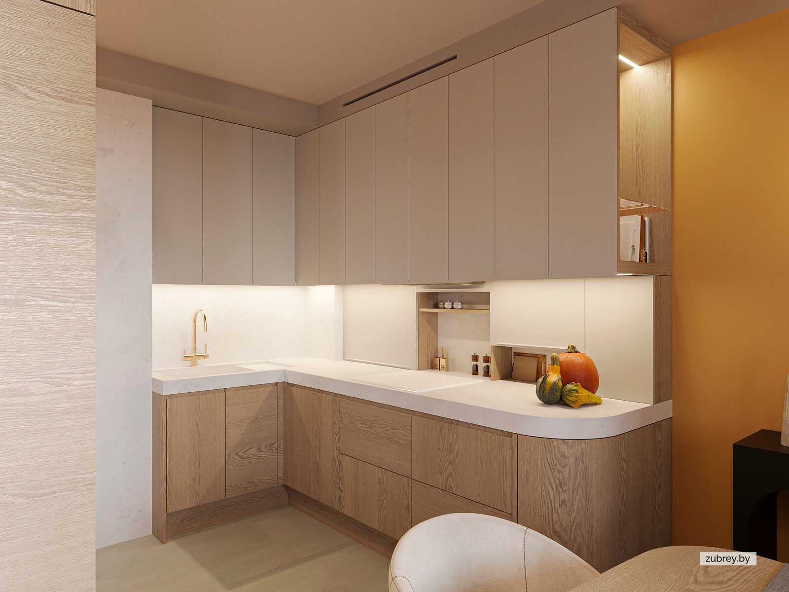 Кухня со столовой зоной и лоджией