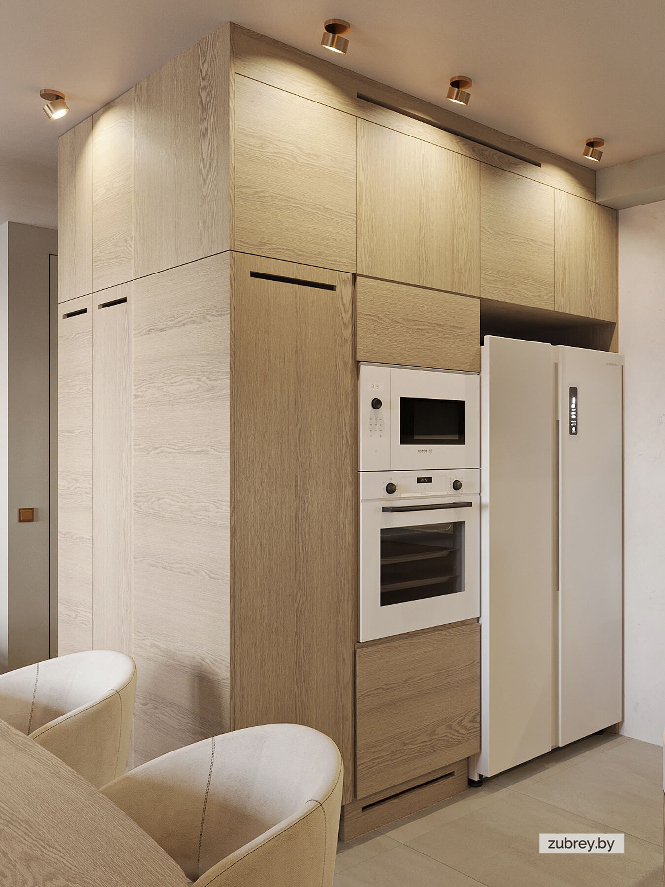 Кухня со столовой зоной и лоджией